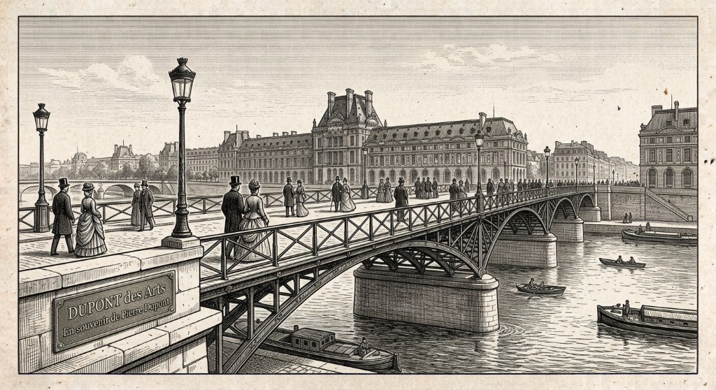 Pont des Arts au coucher du soleil, vue panoramique